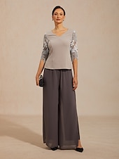 abordables Women's Tops-Women's Blouse Lace Tops Lace Floral Elegant Short Sleeve V Neck Daily Wedding Guest Gray Summer Spring Fall
