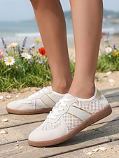 cheap Women's Sneakers-Women's Breathable Mesh Casual Sneakers – Lightweight Lace-Up Walking Shoes, Comfortable Summer Sport Style Trainers for Women, Ideal for Travel, Beach Walks, Daily Wear and Outdoor Activities