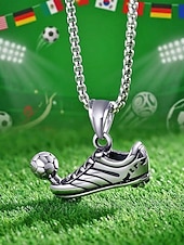 economico Accessori-Collana da uomo in acciaio inossidabile con ciondolo a forma di calcio di pallone, gioiello per tifosi di calcio, ideale per partite e per l'uso quotidiano.