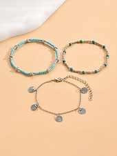 お買い得  レディースブレスレット-女性用ボヘミアンスタイル合金アンクレットセット、マルチカラー、シェルチャーム、普段使い、休暇、旅行に最適