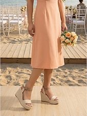 abordables Invitado a la boda-Sandalias de cuña beige para mujer: zapatos de dama de honor cómodos para bodas en la playa, ceremonias de verano al aire libre, tacones elegantes para invitadas de boda.