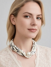 preiswerte Urlaubszubehör-Magnetische Schal-Halskette aus Polyester und Kunstperlen für Damen, modisches, mehrfarbiges Design, geeignet für Alltag, Reisen und Urlaub