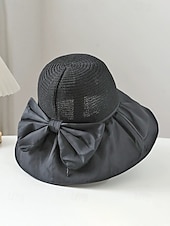 Недорогие Женские шляпы-Женская складная солнцезащитная шляпа в стиле бохо с чехлом для хранения, портативная пляжная шляпа из полиэстера с широкими полями, различных цветов, для повседневной носки, путешествий, отдыха и курортного отдыха.