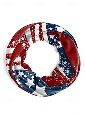  כובע ראש מודפס פוליאסטר לנשים, צווארון רב תכליתי, חגיגות 250 שנה ויום העצמאות האמריקאי, טיולים ולבוש יומיומי