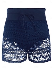 economico Slip bikini-Per donna Costumi da bagno Calzoncini da mare Boxer elasticizzati Vita alta Costume da bagno ritaglio sexy Coulisse Pizzo Vacanza Abbigliamento da Spiaggia Tinta unica Senza Maniche Costumi da bagno