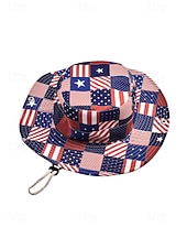 Недорогие Аксессуары-Женская ковбойская шляпа-панама из полиэстера с принтом, 2 в 1, многофункциональная, с патриотическим дизайном в виде флага США, идеально подходит для празднования 250-летия США, Дня независимости и повседневной носки.