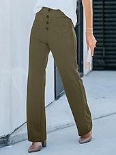 ieftine pantaloni cu picior drept-Pentru femei chinez Drept Elegant Vacanță Modă Lungime totală Talie Înaltă Simplu Confortabil Confort Απαλό Micro-elastic Zilnic În aer liber Stradă Albastru piscină Bleumarin Alb Verde Militar Var