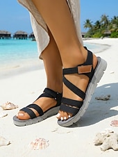 abordables Mujeres-Sandalias deportivas con tiras azules para mujer: cierre de velcro cómodo y ajustable, diseño transpirable con un estilo deportivo moderno, perfectas para actividades al aire libre, senderismo, viajes