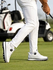 cheap Men's Golf Shoes-Men's Golf Shoes with Adjustable BOA Fit System – Premium Faux Leather, Stylish White Design for Golf &amp; Outdoor Sports