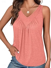 abordables Tanque Sencillo-Mujer Camiseta sin mangas Camisa sin mangas Camiseta superior Retazos Plano Moda Clásico Casual Sin Mangas Escote en Pico Tops regulares Diario Noche Fin de semana Blanco Rosa Rojo Morado Verano