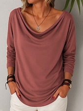 economico Bluse Eleganti-Per donna Camicia Blusa Patchwork Tinta unica Semplice Elegante Classico Moderno Manica Lunga Scollo a Cascata Top Regolari Quotidiano Ferie Uscire Nero Blu Reale Marrone chiaro Verde Grigio Estate