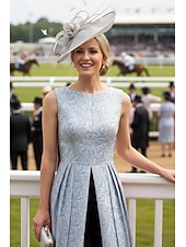 levne Máminy kombinézy-A-Linie Na zem Šaty pro svatební hosty Derby šaty Šaty pro matku nevěsty Bez rukávů Tričkový Elegantní Kentucky Derby Satén Směs len / bavlna s Květinový potisk Sklady