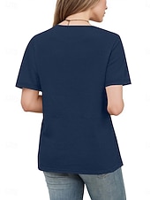 abordables Plain tee-Women's Eyelet Top T Shirt Tee Top Solid Color Fashion Classic Casual Short Sleeve Crew Neck Regular Tops Daily Going out Weekend Black Red Navy Blue Khaki Summer Spring