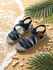 abordables Mujeres-Sandalias deportivas con tiras azules para mujer: cierre de velcro cómodo y ajustable, diseño transpirable con un estilo deportivo moderno, perfectas para actividades al aire libre, senderismo, viajes