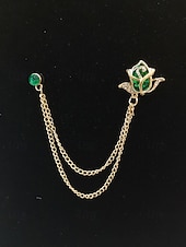 economico Matrimonio ACC-Spilla da bavero da uomo in lega con rosa e catena, accessorio per abiti da sposa e da festa, vari colori, elegante spilla floreale per occasioni formali