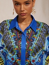 halpa Puserot &amp;amp; Paidat-viidakkovillijuhla silkkinen satiinipaita dolmanhihoilla