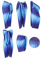 preiswerte Strandkleider-Damen Badeanzug Überwurf Wickeln Rock Bademode Gerafft Urlaub Strandbekleidung Ombre Trägerlos Ärmellos Badeanzüge