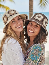 preiswerte Urlaubszubehör-Gewebter Damen-Sonnenhut im Boho-Stil, mehrfarbig, faltbar, perfekt für Strand- und Resorturlaube sowie als lässiger Alltagsbegleiter