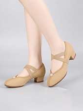 economico Scarpe da ballo allenamento-scarpe da ballo da donna nere con tacco basso - comode scarpe da ballo da sala &amp;ballerine da ballo latino