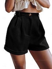 tanie Szorty bermudzkie-Damskie Bermudy Gofrowana Spodnie dresowe Typu Chino Urlop Moda Moda miejska Krótki Wysoka talia Równina Wygodne Miękka Wygodny Nieelastyczny Codzienny Na zewnątrz Ulica Czarny Khaki Zieleń wojskowa