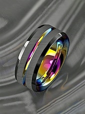 economico Accessori per le vacanze-anello multicolore in acciaio inossidabile da uomo: disponibile in diverse misure, design elegante, perfetto per matrimoni, feste e abbigliamento casual per le vacanze