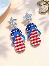 preiswerte Zubehör-Patriotische Acryl-Ohrhänger für Damen, mehrfarbiger Statement-Schmuck in Rot, Weiß und Blau für die Feierlichkeiten zum 250. Jahrestag der USA, den Unabhängigkeitstag und den Alltag.