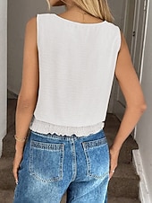 cheap Tank Tops &amp; Camis-Women's T Shirt Tank Top Patchwork Solid Color Stylish Classic Casual Sleeveless Crew Neck Regular Tops Daily Going out Weekend Black White Apricot Light Blue Summer Spring