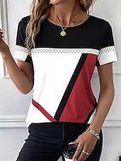  イースター 女性用 Tシャツ プリント グラフィック チェック 抽象的 ヴィンテージ スタイリッシュ クラシック 半袖 長袖 クルーネック ラウンドネック レギュラートップス 日常 ブルー グレー 白 / グリーン ルビーレッド パープル 夏 春 秋