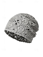 Недорогие Женские шляпы-Женская вязаная шапка-бини в стиле бохо с цветочным принтом, из хлопковой смеси, разных цветов, для повседневной носки, путешествий, отдыха и пляжного курорта.
