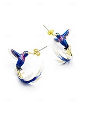halpa Naisten korvakoru-naisten kolibri-korvakorut, metalliseosmateriaali, boho-tyyli, värikäs emalikuvio, kevyet ja ainutlaatuiset, täydelliset lomalle, matkoille ja rentoon arkikäyttöön