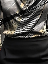  Mulheres Camisa Social Imprimir Com Pregas Gráfico Geométrica Elegante à moda Casual Manga Longa Gola Boba Tops regulares Diário Trabalho Feriado Cinzento Verão Primavera Outono
