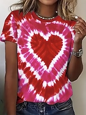 abordables Camiseta de Arte &amp; Diseño-Mujer Camiseta Estampado Graphic Tie-dye Elegante Clásico Casual Manga Corta Cuello Barco Escote Redondo Tops largos Diario Rosa Rojo Morado Verde Trébol Verano Primavera
