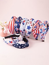 お買い得  アクセサリー-女性用ボヘミアン風ポリエステル製ヘッドバンド、複数のアメリカ国旗柄、軽量サマーヘアアクセサリー、アメリカ建国250周年、独立記念日、普段使いに最適