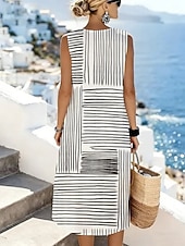economico Abiti a Strisce e Geometrici-Per donna Abito Midi Abito a Tubino Vestito Estivo Abito a trapezio Vacanza Casual Boho Spiaggia Uscire Vestibilità comoda Grafico Geometrico Senza Maniche Girocollo Nero Rosa Verde Grigio chiaro
