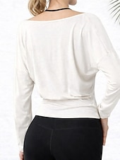  Damen T-Shirt Sport-T-Shirt Elastischer Bund Einfarbig Elegant Stilvoll Sexy Langarm V Ausschnitt Normale Oberteile Fitnessstudio Sport Wochenende Elfenbein Rote Violett Kaffee Frühling Herbst