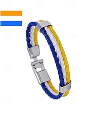 economico Accessori-Bracciale da uomo intrecciato in similpelle, disponibile in diversi colori, ispirato alla bandiera americana, ideale per partite di calcio, tifosi, tifosi di football, per lo spirito di squadra e per un look casual da giorno di partita.