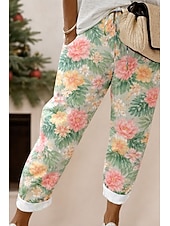 Χαμηλού Κόστους Γραφικά Παντελόνια-Γυναικεία Πλατύ παντελόνι ανάπαυσης Ίσια Διακοπές Καθημερινό Πλήρες μήκος Φυσικό Φλοράλ Γραφική Τσέπη Εκτύπωση Στάμπα Άνετα Άνεση Άνετο Μικροελαστικό Διακοπές Δρόμος Αιτιώδης συνάφεια