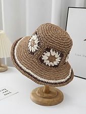 preiswerte Urlaubszubehör-Gewebter Damen-Sonnenhut im Boho-Stil, mehrfarbig, faltbar, perfekt für Strand- und Resorturlaube sowie als lässiger Alltagsbegleiter