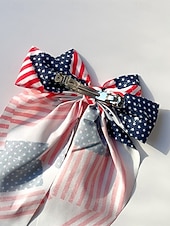 Недорогие Аксессуары-Женский патриотический бант из полиэстера, большая заколка-бант для волос с принтом флага США в разных узорах, посвященная 250-летию США, Дню независимости, повседневной носке, путешествиям и отдыху.