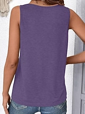abordables Tanque Sencillo-Mujer Camiseta sin mangas Camisa sin mangas Camiseta superior Retazos Plano Moda Clásico Casual Sin Mangas Escote en Pico Tops regulares Diario Noche Fin de semana Blanco Rosa Rojo Morado Verano
