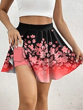 economico Cortometraggi grafici-Per donna Gonna da vacanza Elegante Moda Hawaiano Abbigliamento da Spiaggia Sopra il ginocchio Vita Alta Gonne Grafico Sfumatura Floreale Stampato Alta elasticità Quotidiano Spiaggia Rosso Blu Viola