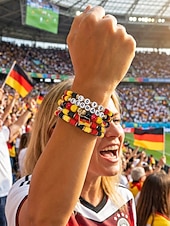 preiswerte Zubehör-Damen-Armbandset in Flaggenfarben, stapelbarer Fächerschmuck aus Legierung in verschiedenen Länderdesigns für Fußballspiele, Teamunterstützung, lässige Alltagskleidung und Spieltagsoutfits.
