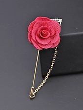 abordables Boda ACC-Pin de solapa con flor de poliéster elegante para hombre: múltiples opciones de color, elegante y moderno, perfecto para bodas y fiestas.