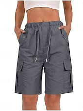 رخيصةأون شورت برمودا-نسائي برمودا شورت شورت كارجو تشينوز شورتات العطلة أناقة الشارع كاجوال باختصار الخصر متوسط سهل رباط جيب مريح غير مطاطي مناسب للبس اليومي الأماكن المفتوحة عطلة أرجواني داكن مشمش رمادي داكن أسود