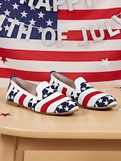 abordables Zapatos de mujer-Mocasines para mujer conmemorativos del 250.º aniversario de EE. UU.: zapatos planos sin cordones con estrellas y rayas patrióticas para celebraciones del Día de la Independencia de 2026, picnics al aire libre y desfiles festivos.