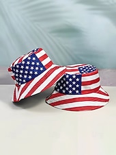  Женская патриотическая панама из полиэстера с широкими полями и принтом, идеально подходящая для празднования 250-летия США, Дня независимости, повседневной носки и путешествий.