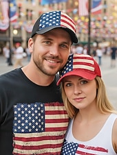  Gorra unisex ajustable con bandera estadounidense, estampado de poliéster, estilo vintage, ideal para el 250.º aniversario de EE. UU., el Día de la Independencia y viajes casuales cotidianos.