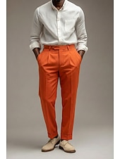 abordables Smokings et costumes-Pour des hommes Coton Lin Dress Pants works Pantalon décontracté Quotidien Affaires Mode Occasionnel Blanche Marine foncé Vert Sauge Couleur Unie Coupe régulière Long Non Elastique