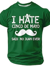  Cinco de Mayo Herren-T-Shirt „Ich hasse Cinco de Mayo“, sagte niemand, Juan jemals – witziges Wortspiel, Schnurrbart-Grafik, Kurzarm, Rundhalsausschnitt, lässiges Oberteil, Fiesta-Designer-Kleidung,