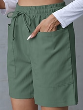 cheap Bermuda Shorts-Women's Bermuda shorts Shorts Summer Shorts Beach Shorts Vacation Fashion Casual Daily Knee Length High Waist Solid Color Plain Drawstring Pocket Elastic Waistband Comfort Soft Breathable